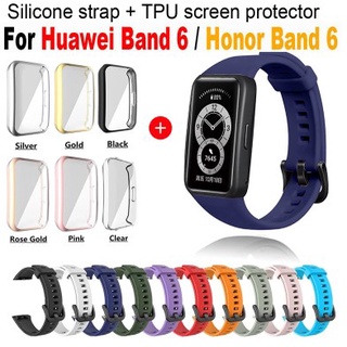 สายนาฬิกาข้อมือ ซิลิโคน TPU แบบเปลี่ยน สําหรับ Huawei Band 6 Honor Band 6