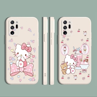 for Samsung Galaxy Note 20 Ultra Note10 A30 A50 A20 A50S A10 Girl Hellokitty Couple Square Staight Edge Casing Soft Silicone Cover Duable Phone Case