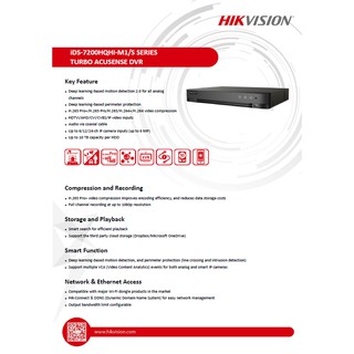 ภาพขนาดย่อของภาพหน้าปกสินค้าiDS-7208HQHI-M1/S Hikvision DVR เครื่องบันทึก 8ช่อง สำหรับกล้อง2MP Turbo Acusense DVR, รับประกัน3ปี จากร้าน satandcctv บน Shopee