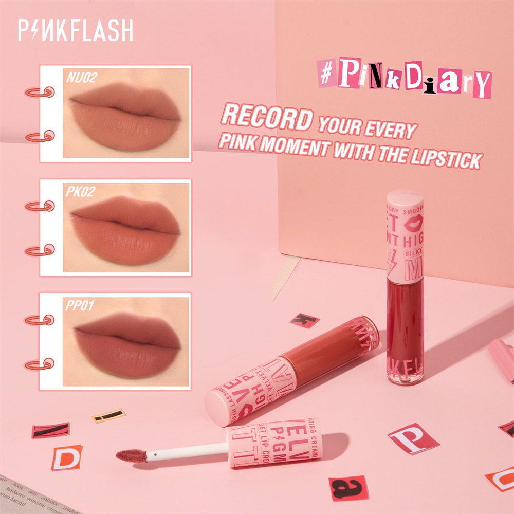 รูปภาพเพิ่มเติมของ Pinkflash ลิปสติก เนื้อแมตต์กํามะหยี่ 17 สี ติดทนนาน