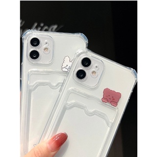 เคสโทรศัพท์ไอโฟน(iphone) ใส ภาพกราฟิกรูปตัวการ์ตูน พร้อม ช่องใส่การ์ด 2 ชิ้น