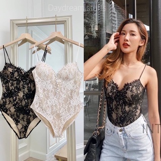 💫พร้อมส่ง💫Classicsexy bodysuit ลูกไม้ บอดี้สูทลูกไม้ สายเดี่ยวบอกี้สูท รุ่นปังมาก🔥กระดุมเรียง อกแต่งลูกไม้เบาๆ by INTUON