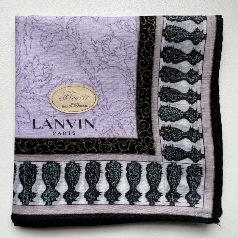 ผ้าเช็ดหน้าวินเทจผู้หญิง-lanvin-แบรนด์เนมแท้