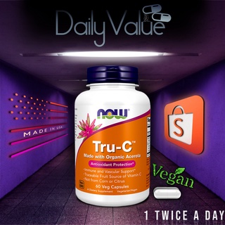 วิตามินซี / Tru-C Acerola w/ Fruit &amp; Veggie Blend 60 Capsules by NOW FOODS