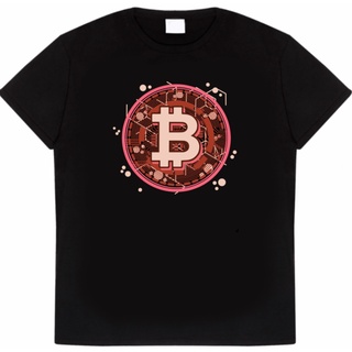 เสื้อยืดสีขาวเสื้อยืดแขนสั้นลําลอง ผ้าฝ้าย พิมพ์ลาย Cryptocurrency Bitcoin แฟชั่นสําหรับผู้ชายS-4XL