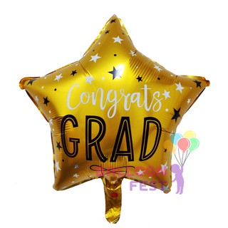 ลูกโป่งCongrats ลูกโป่งบัณฑิต ลูกโป่งปัจฉิม ลูกโป่ง Congratulations ดาวสีทอง ขนาด18นิ้ว
