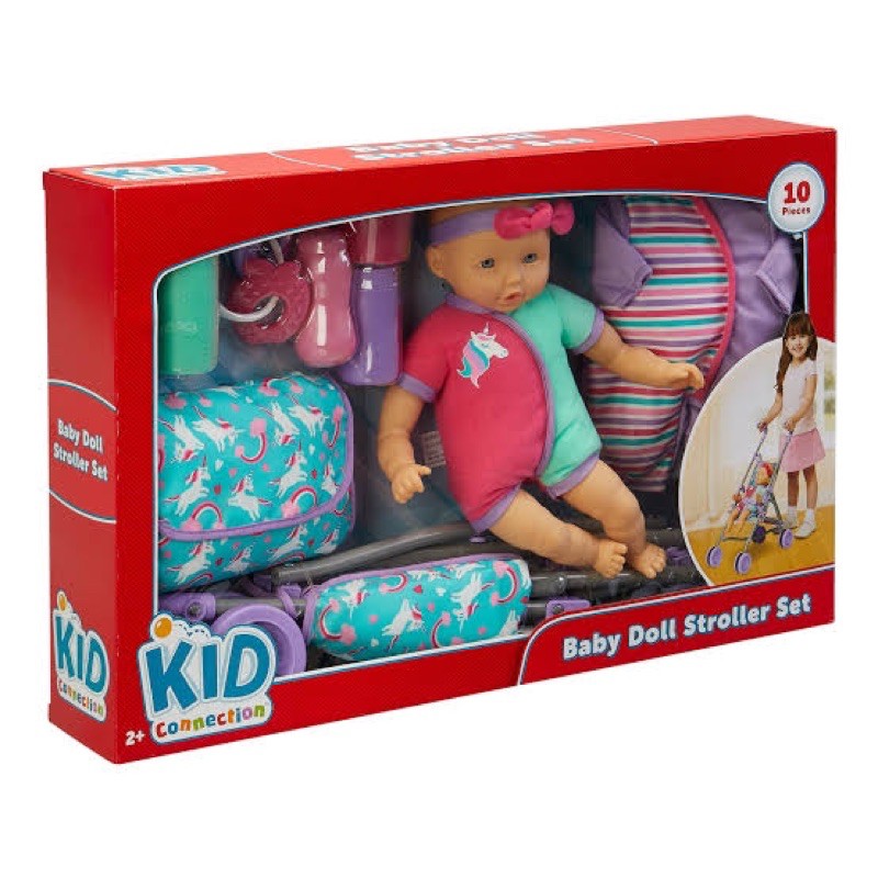 kid-connection-baby-doll-stroller-set-10-pieces