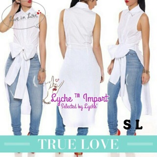 SALE Sleeveless chic top เสื้อแขนกุดปกเชิ๊ต เอวผูกโบ ด้านหลังปล่อยชายยาวเก๋