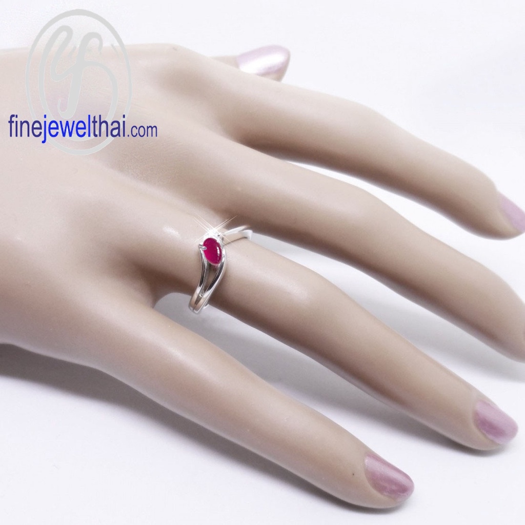 finejewelthai-แหวนทับทิม-ทับทิม-แหวนพลอย-แหวนเงินแท้-พลอยประจำเดือนเกิด-ruby-silver-ring-birthstone-r1100rb-cb