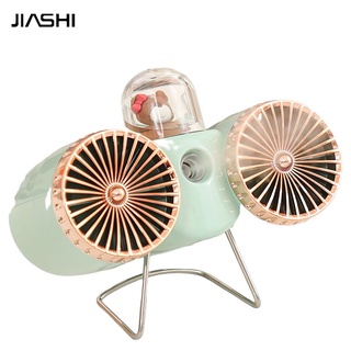 JIASHI ใหม่ dual-head dual-fan ความชื้นเดสก์ท็อปสเปรย์พัดลมขนาดใหญ่ขายร้อนนักเรียนหอพักเดสก์ท็อป usb ชาร์จ fan