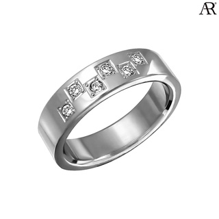 ANGELINO RUFOLO Ring ดีไซน์ Crystal Board แหวนผู้ชาย Stainless Steel 316L(สแตนเลสสตีล)คุณภาพเยี่ยม สีเงิน