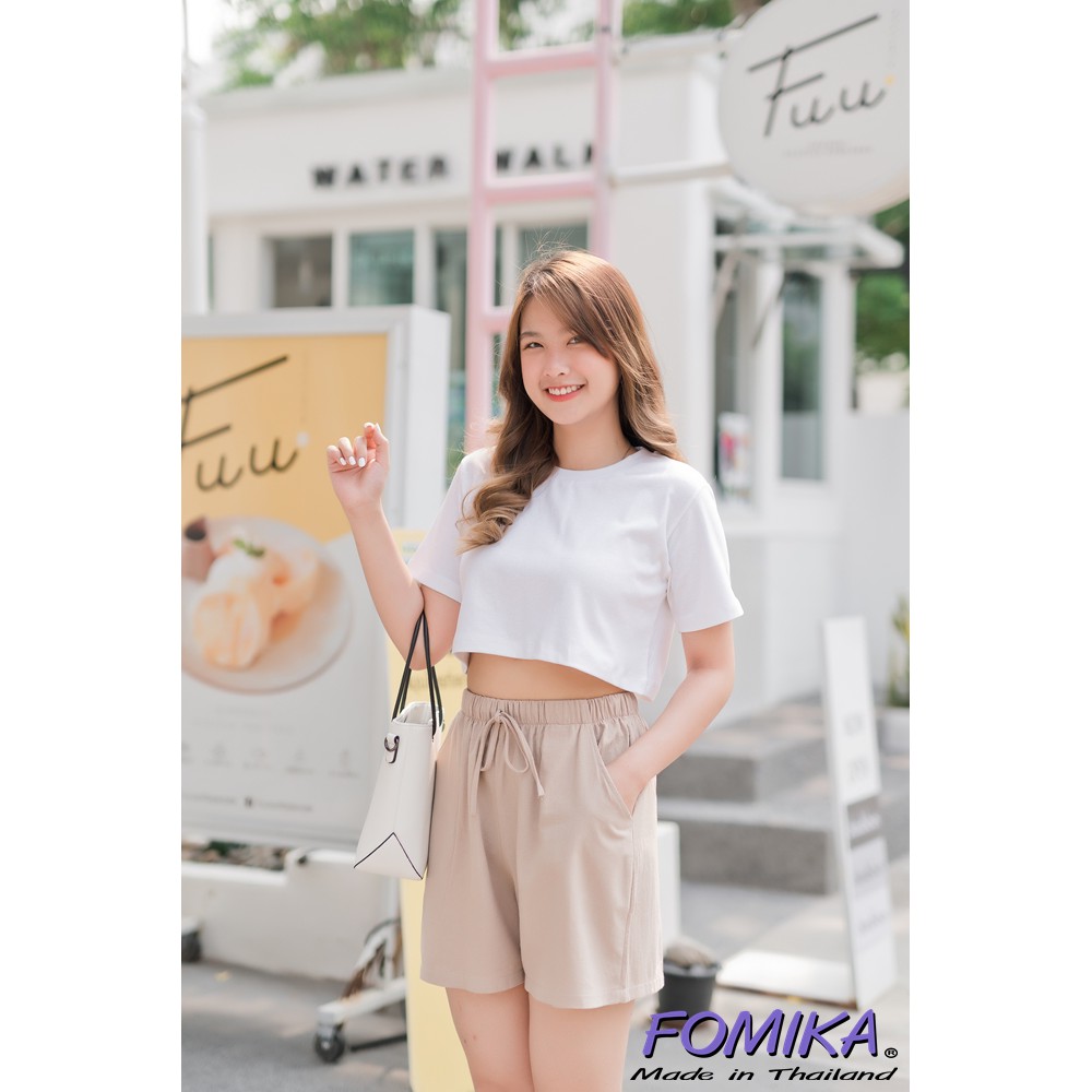ภาพสินค้าFOMIKA​ 1 กางเกงขาสั้นลินิน กางเกงขาสั้นผู้หญิง กางเกงขาสั้นผ้าฝ้าย จากร้าน fnshop_official บน Shopee ภาพที่ 1