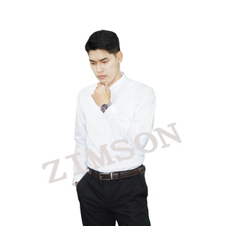 เสื้อเชิ้ตแขนยาว สีขาว ยี่ห้อ ZIMSON