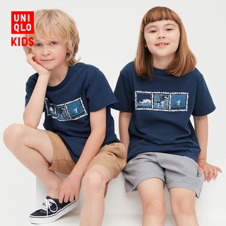 Uniqlo เสื้อยืด แขนสั้น พิมพ์ลาย Snoopy สําหรับเด็กผู้ชาย เด็กผู้หญิง 452491