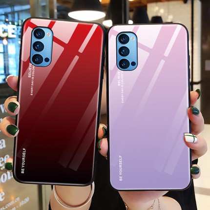 [ส่งจากไทย] Case OPPO Reno 4 เคสกระจกสองสี เคส ขอบนิ่ม เคสกระจกไล่สี ...
