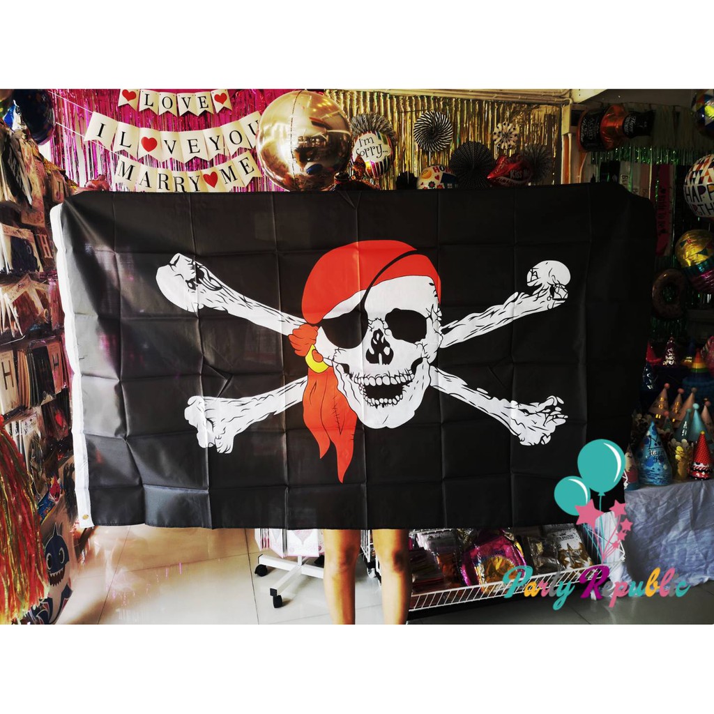 ภาพสินค้าธงโจรสลัด ธงไพเรท ผืนใหญ่ ธง โจรสลัด ผี ธงผี ธงแฟนซี ธงปาร์ตี้ ฮาโลวีน Pirate Ghost Big Flag Halloween Party Decoration จากร้าน partyrepublic บน Shopee ภาพที่ 6
