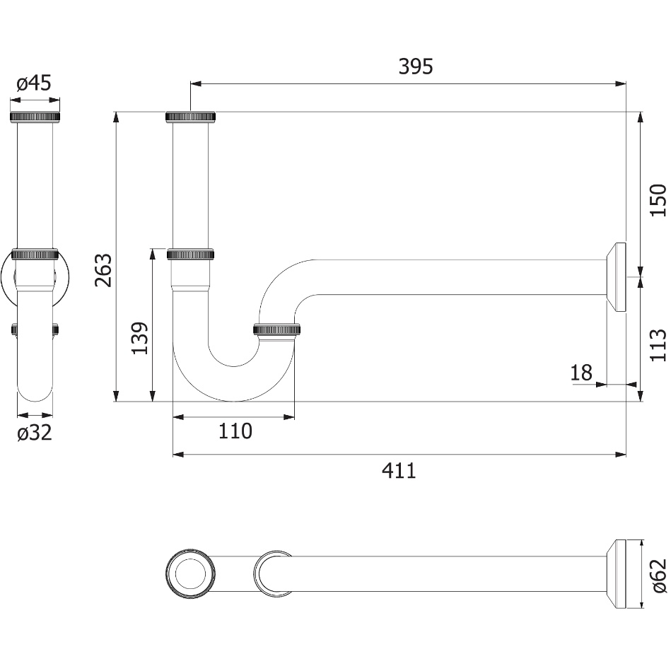 31-12-vrh-favhl-a109hs-ท่อน้ำทิ้ง-la109-ยาว-390mm-ss