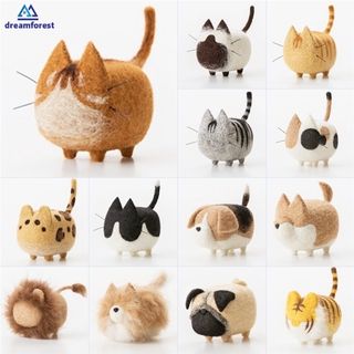 DF Non-Finished DIY No Face Cat Doll Wool Felt Kit Animal Pet Doll Material Bag for Beginner Gifts