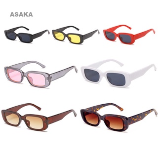 Asaka แว่นตากันแดด กรอบเล็ก สไตล์ยุโรปและอเมริกา เรียบง่าย สี่เหลี่ยม แว่นกันแดดแฟชั่น พังก์สตรีท ถ่ายภาพ แคทวอล์ค เทรนด์ แว่นตากันแดด