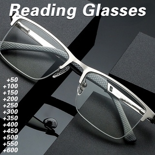 แว่นตาอ่านหนังสือ สายตายาว กรอบโลหะ ป้องกันแสงสีฟ้า ค่าสายตา +0.5 ถึง +6.0 สไตล์นักธุรกิจ สําหรับผู้ชาย