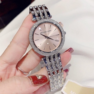 (ผ่อน0%) นาฬิกา Ladies Michael Kors Darci Glitz Watch MK3218  สายสแตนเลส สีเงิน หน้าปัด สีชมพู