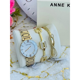 🦋แท้💯 พร้อมส่ง🦋Anne Klein Womens Crystal Accented Bracelet Watch & Bracelet Set ✅AK-3366WTST ✅หน้าปัด 26mm