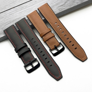 20mm 22mm Leather Watch band For Samsung Galaxy Watch 46mm Gear S3 Huawei GT2 Amazfit GTR 47mm Retro Dark Brown New Band Strap
