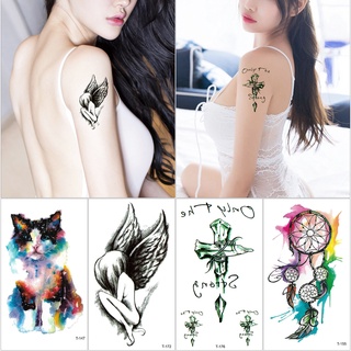 【Magic Tattoo】สติกเกอร์รอยสักชั่วคราว ลายสัตว์ แมว ผีเสื้อ งู กันน้ํา สีสันสดใส