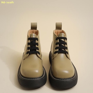 สินค้า ❤จัดส่งทันที❤ใหม่ รองเท้าบู๊ทมาร์ตินพื้นหนา มาร์ติน บู๊ทส์ บู๊ทสั้นแบบผูกเชือกด้านหน้า ส้นสูง นิ้วเท้า หัวโต รองเท้าหนัง