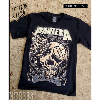 เสื้อยืดผ้าฝ้ายพรีเมี่ยม ​ 358 PANTERA WALK เสิ้อยืดดำ เสื้อยืดชาวร็อค เสื้อวง New Type System  Rock brand