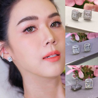 ภาพหน้าปกสินค้า(สินค้า​พร้อ​มส่งค่ะ​) ต่างหูเพชร CZ ทรง Emerald cut เพชรประกบแบบล้อมเพชร 1 แถว ใหญ่/เล็ก ที่เกี่ยวข้อง