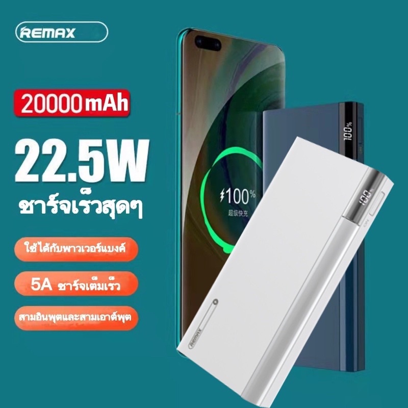 ภาพหน้าปกสินค้าต้นฉบับ Remax Rpp-108/Rpp-106 20000 mAh เพาเวอร์แบงค์ การชาร์จอย่างรวดเร็วเป็นพิเศษ Powerbank 22.5W Type C