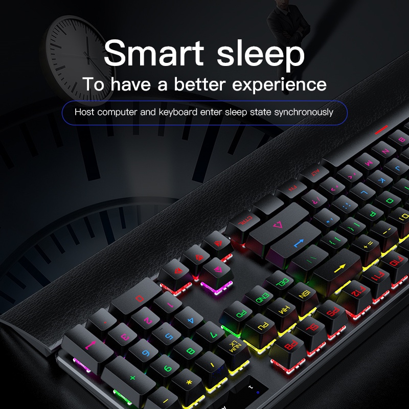 ภาพสินค้าLDD LED Gaming Mechanical Keyboard แล็ปท็อปในการเล่นเกมหรือทำงาน 104 Keys Backlit คีบอร์ดเกมมิ่ง blue switch จากร้าน ldd_3c.shop บน Shopee ภาพที่ 6