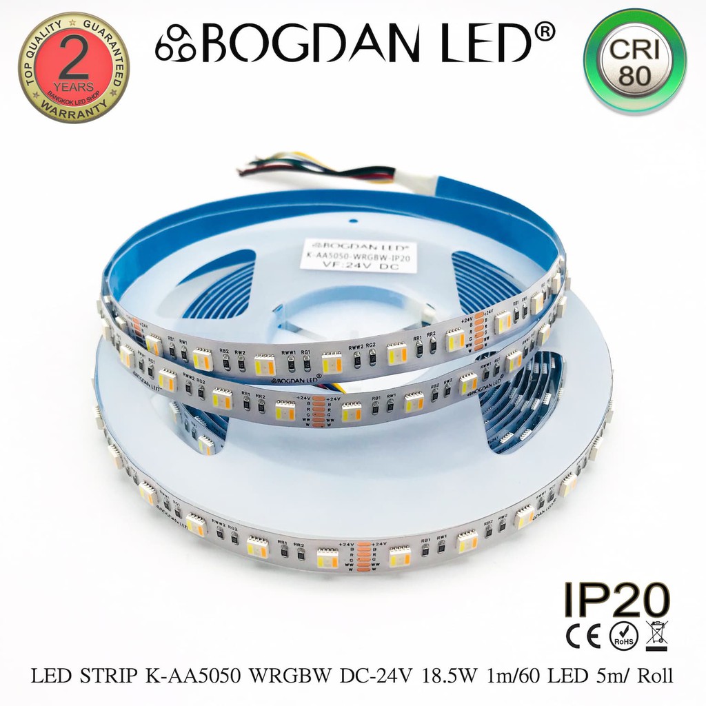led-strip-k-aa5050-wrgbw-dc-24v-18-5w-1m-ip20-ยี่ห้อbogdan-led-แอลอีดีไฟเส้นสำหรับตกแต่ง-300led-5m-92-5w-5m-grade-a
