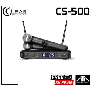 ไมค์ลอย มือถือคู่ CLEARSOUND CS-500 ย่าน UHF คลื่นความถี่ 748.3 – 757.7 MHz การตอบสนองความถี่ 30Hz ~ 20kHz ± 2dB CS-500