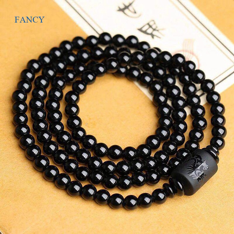 fancy-สร้อยข้อมือลูกปัดออบซิเดียน-ทรงกลม-สีดํา-10-มม-เครื่องประดับ-สําหรับผู้หญิง-ผู้ชาย-สายสร้อยข้อมือ