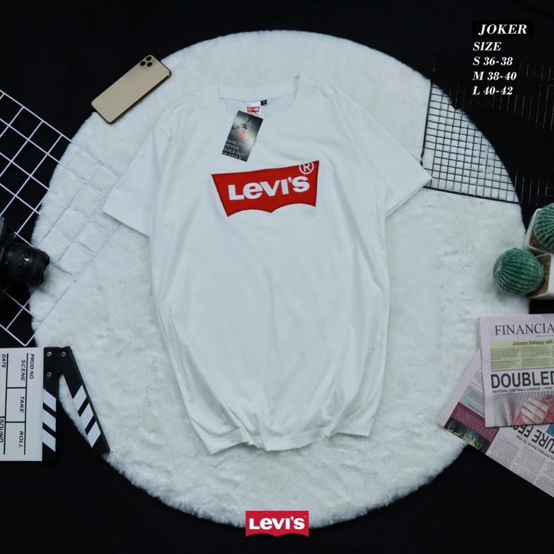 เสื้อยืดสีขาวเสื้อยืด-levi-s-งานปัก-ป้ายห้อย-ผ้าคอตตอน-ใส่ได้ทั้งช-ญ-รหัสa024