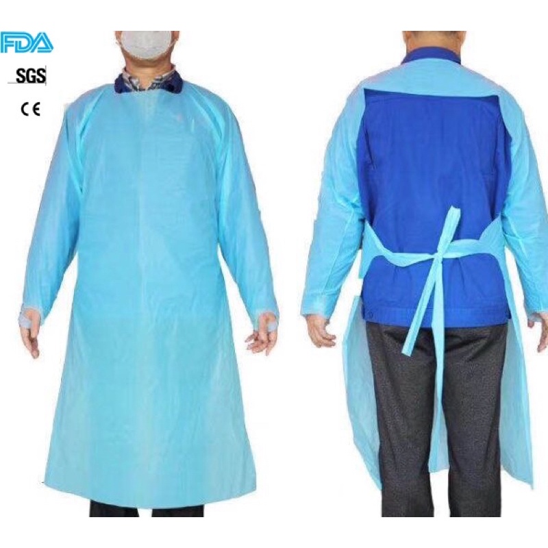 ภาพหน้าปกสินค้าชุด​​cpe  ชุดคลุม​ป้องกัน​เชื้อโรค 52-56แกรมพร้อมส่ง  CPE isolation gown