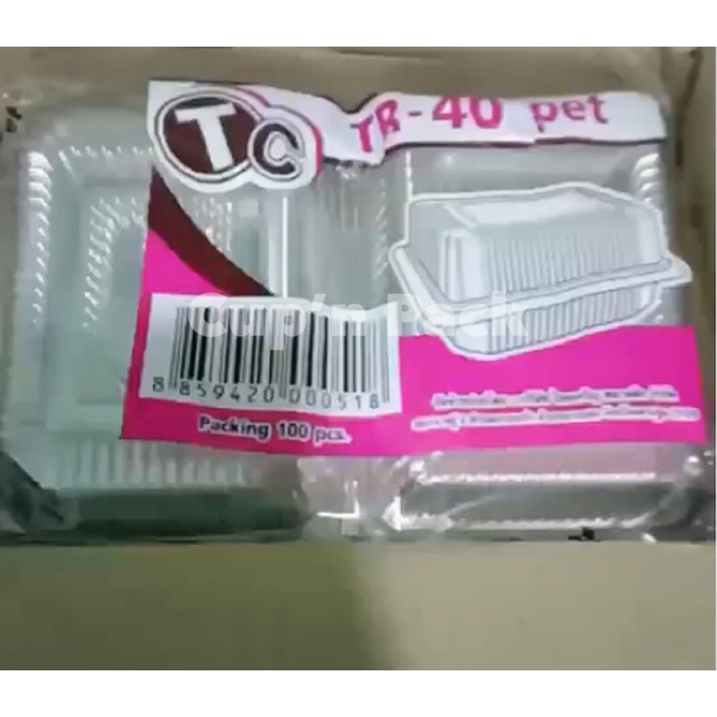 กล่องขนม-กล่องใส-กล่องเบอรี่ใส-เบอร์-40เนื้อ-pet-100ใบ-แพค-tr-40