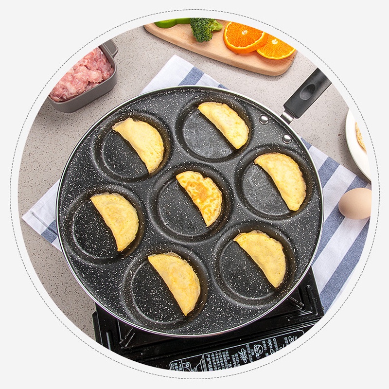 7-hole-frying-pot-thickened-omelet-pan-non-stick-egg-pancake-steak-pan-creative-non-stick-no-oil-smoke-cooking-egg-ham