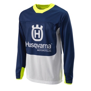 เสื้อยืดแขนยาว ลาย Husqvarna Downhill Jersey สําหรับผู้ชาย เหมาะกับการขี่รถจักรยานเสือภูเขา รถวิบาก