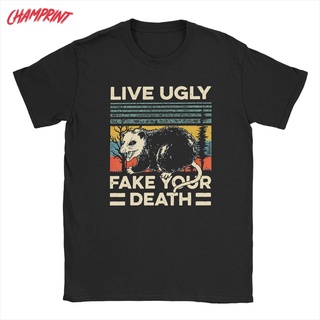 ใหม่ เสื้อยืดแขนสั้น คอกลม ผ้าฝ้าย 100% พิมพ์ลาย Live Ugly Fake Your Death สไตล์เรโทร สําหรับผู้ชาย และผู้หญิง