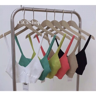 Cicishop(9036)บราสายดเดี่ยวไหมพรมknit ใส่เดี่ยวๆก็คือแซ่บ หรือจะใส่เบลเซอร์คลุมสักตัวก็เก๋สุดๆ