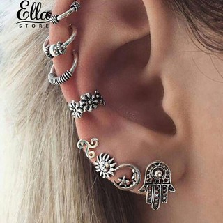 เลดี้ 8 ชิ้น Boho วินเทจดวงอาทิตย์ดวงจันทร์รูปทรงต่างหูสตั๊ดกระดุม Eardrop