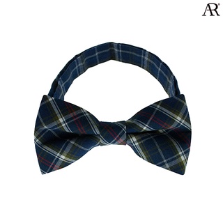 ANGELINO RUFOLO Bow Tie ผ้าไหมทอผสมคอตตอนคุณภาพเยี่ยม โบว์หูกระต่ายผู้ชาย ดีไซน์ Checkered สีกรมท่า/เลือดหมู/มิ้นต์/ดำ