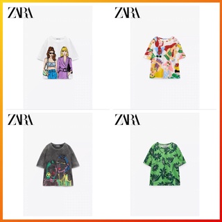 Zara เสื้อยืดแขนสั้น พิมพ์ลาย แฟชั่นฤดูใบไม้ผลิ ฤดูร้อน สําหรับผู้หญิง