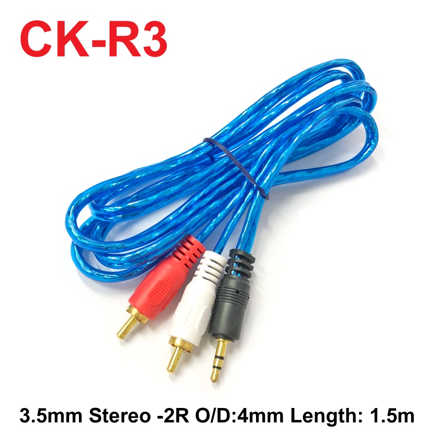 CK-R3 สาย AV สายสัญญาณ 3.5Stereo - 2RCA สายAUDIO ฟรอยด์ใส 1.5 เมตร CK ...