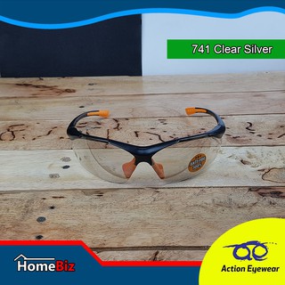 Action Eyewear รุ่น 741 Clear Silver แว่นใสนิรภัย, แว่นตากันUV, แว่นขี่จักรยาน, กันลมกันฝุ่น***แถมฟรี ซองผ้าใส่แว่น***