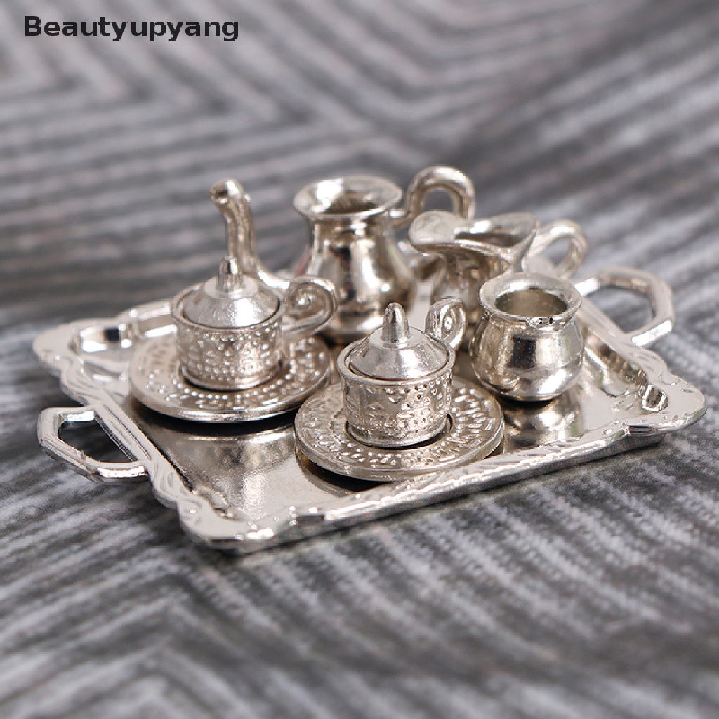 beautyupyang-ถาดกาแฟ-ชา-โลหะ-ขนาดเล็ก-1-12-สีเงิน-สําหรับตกแต่งบ้านตุ๊กตา-10-ชิ้น
