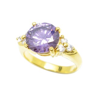 สินค้า แหวนประดับแหวนแฟชั่น แหวนพลอยอเมทิส พลอยสีม่วง ประดับเพชร ชุบทอง